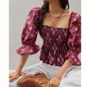 Anthropologie Smocked Top